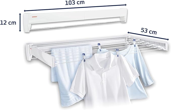 Leifheit Telefix 100 Wall Mounted Clothes Dryer 8.1M White