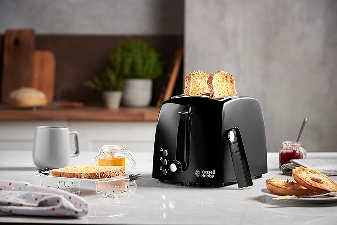 Russell Hobbs Textures+ Toaster 2-Slot Extra Wide Bun Warmer