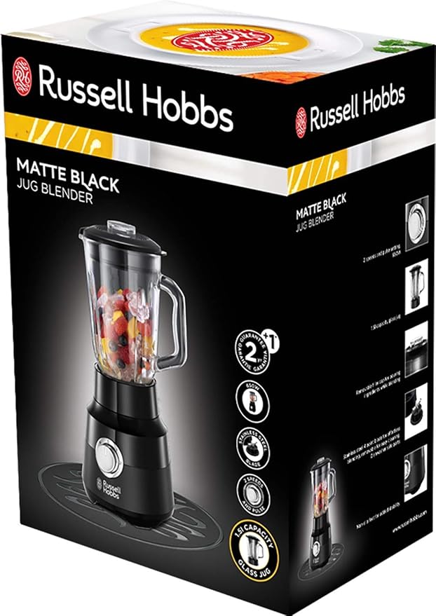 Russell Hobbs Desire Jug Blender 650W 1.5L Glass Matte Black