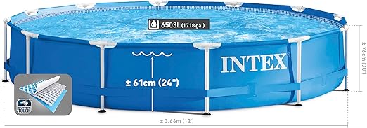 Intex Metal Frame Pool 3.66m x 76cm with Filter Pump