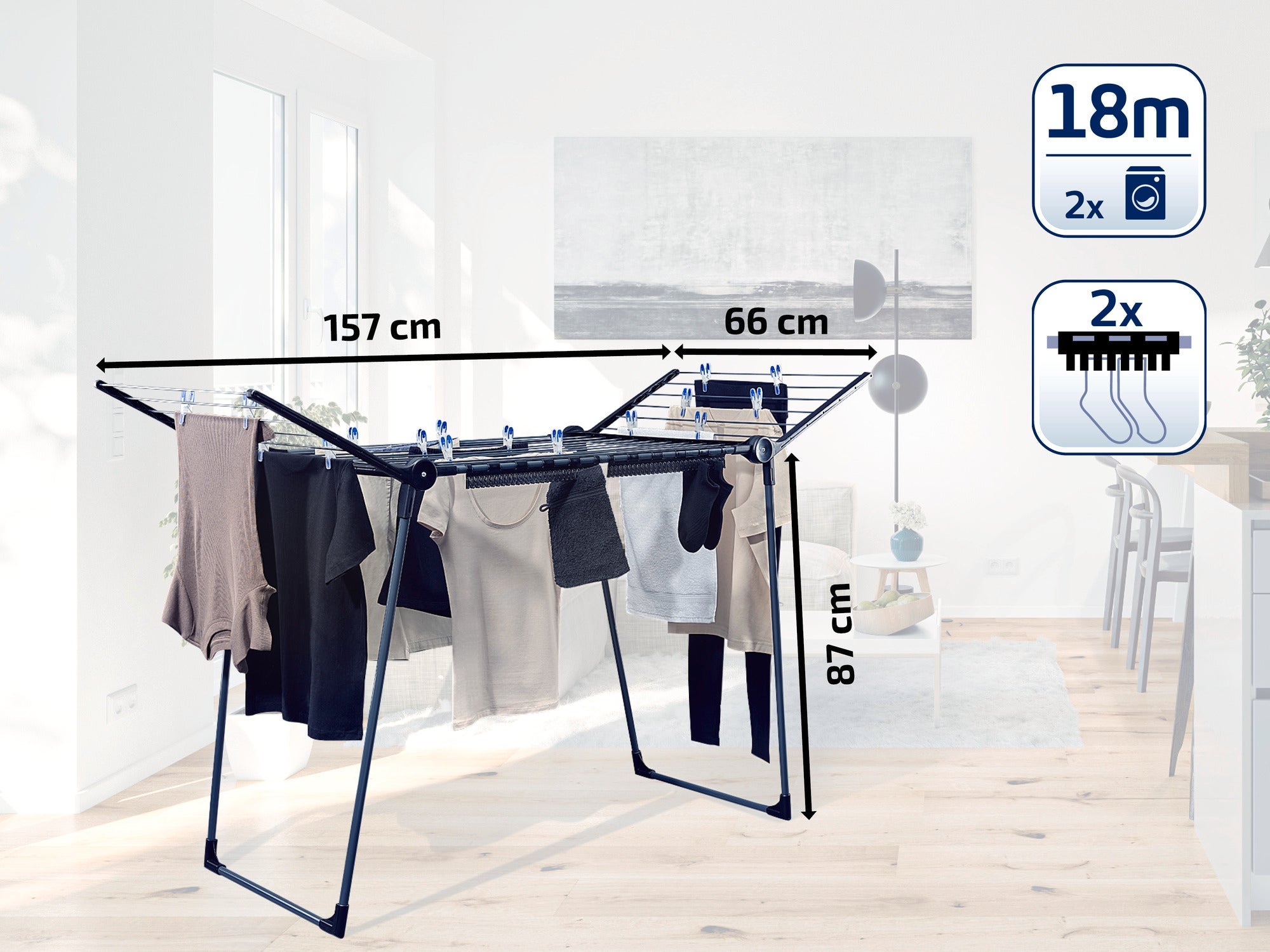 Leifheit Pegasus 180 Standing Clothes Dryer 18M Black