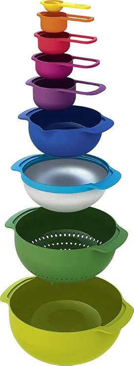 Joseph Joseph Nest Food Prep Set 9PC Mixing Bowls Colander