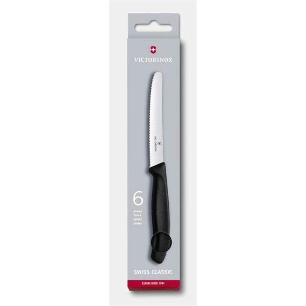 Victorinox Table Knife Set 6PC Wavy Black