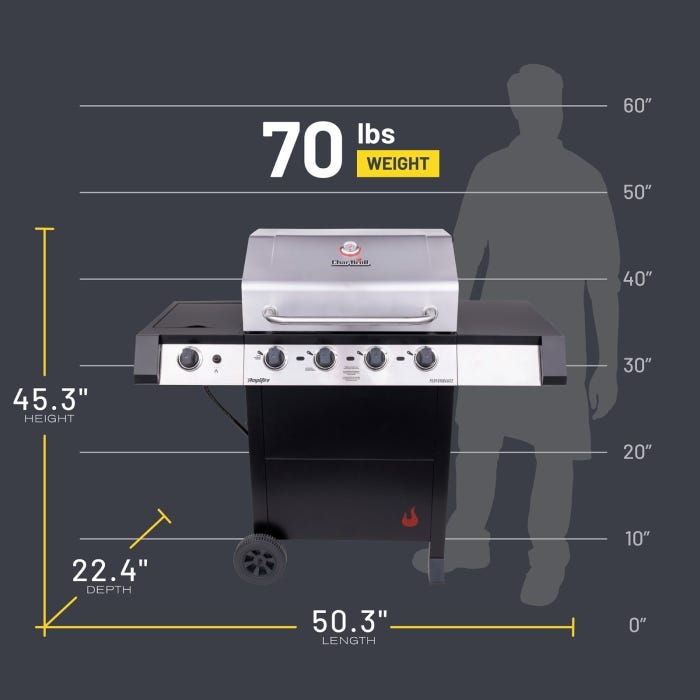 Charbroil Performance 4-Burner Gas Grill Side Burner