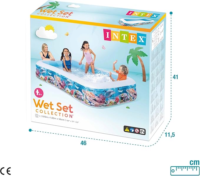 Intex Rectangular Family Inflatable Pool 305x183cm