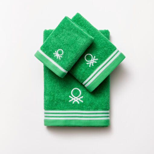 Benetton Rainbow Guest Towel 30x50cm 450GSM Striped Green
