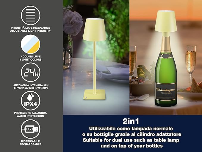 Beper Rechargeable Table Lamp 2-in-1 Black