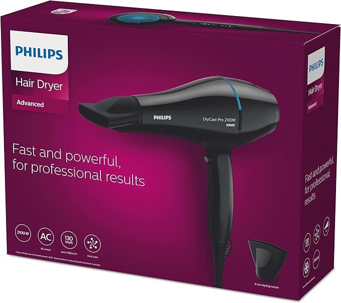 Philips Pro Hair Dryer 2100W AC Motor 130 km/h Ionic