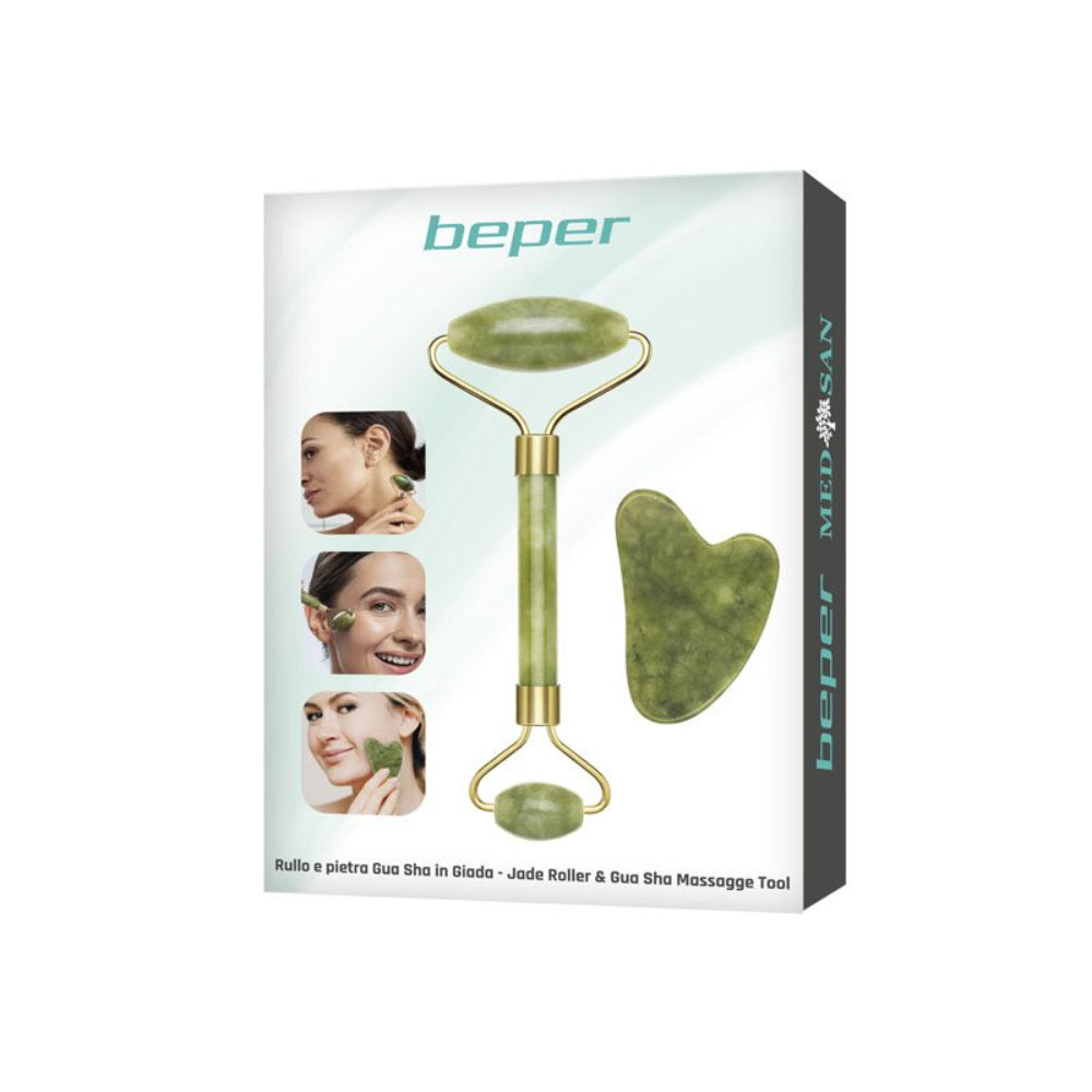 Beper Jade Roller & Gua Sha Massager Set