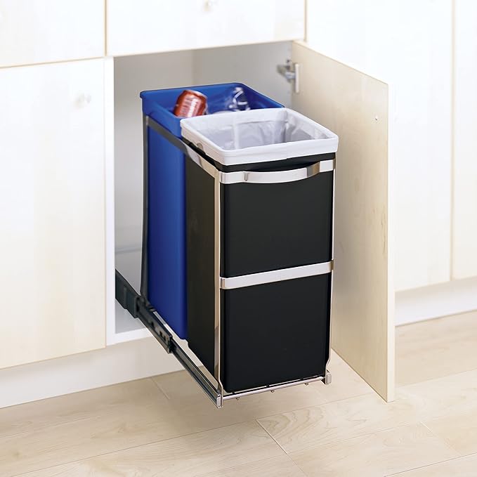 Simplehuman Pull-Out Recycler 35L 2-Compartment Polished Steel
