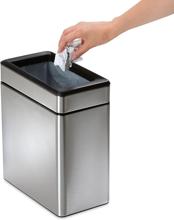Simplehuman Profile Open Bin 10L Brushed Steel