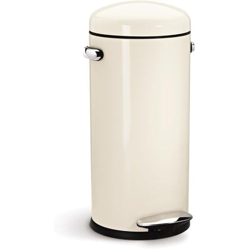 Simplehuman Round Retro Pedal Bin 30L Cream Steel
