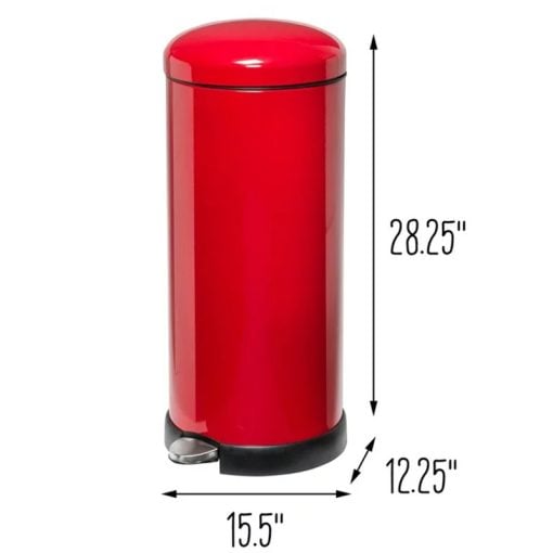 Simplehuman Round Retro Pedal Bin 4.5L Red Steel