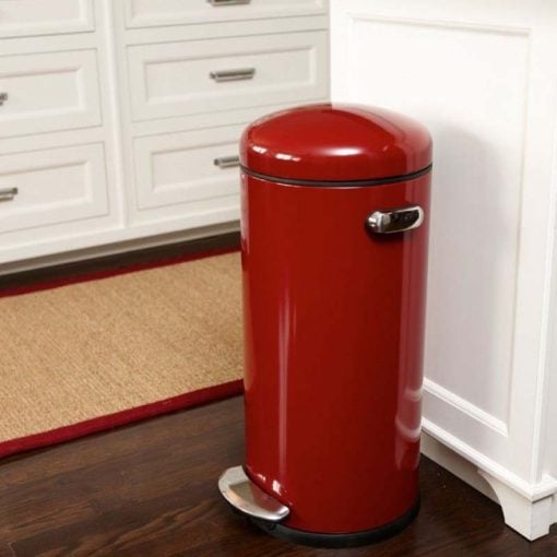Simplehuman Round Retro Pedal Bin 4.5L Red Steel