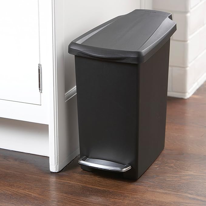 Simplehuman Slim Pedal Bin 10L Plastic Black