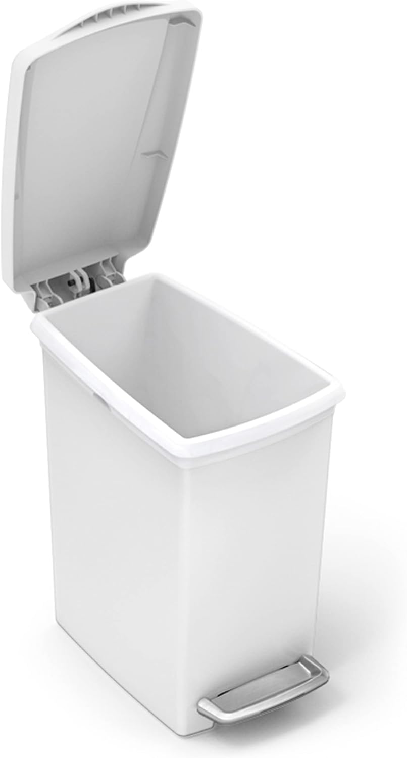 Simplehuman Slim Pedal Bin 10L Plastic White