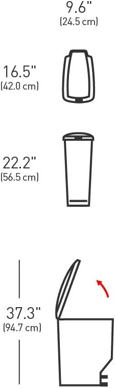Simplehuman Slim Pedal Bin 25L Plastic Black