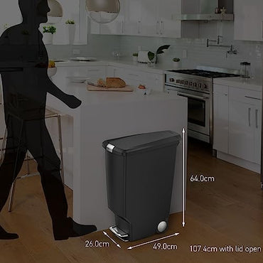 Simplehuman Slim Pedal Bin 40L Plastic White