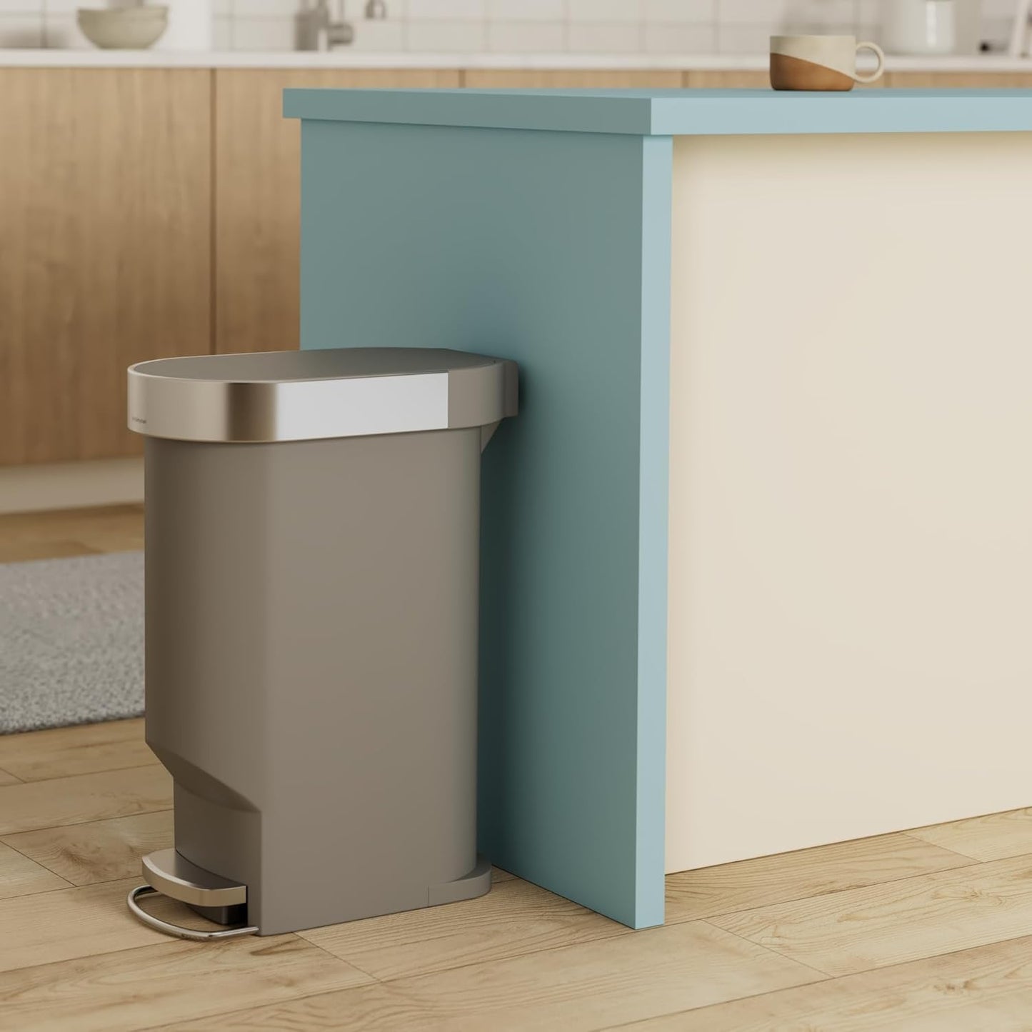 Simplehuman Slim Pedal Bin 40L Grey with Steel Trim