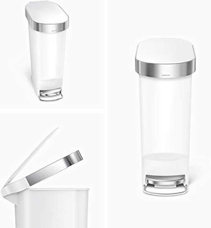 Simplehuman Slim Pedal Bin 40L White