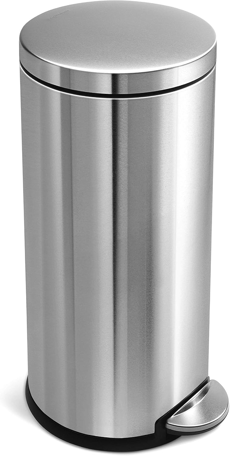 Simplehuman Round Pedal Bin 30L Brushed Steel