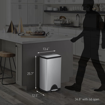 Simplehuman Rectangular Pedal Bin 30L Brushed Steel