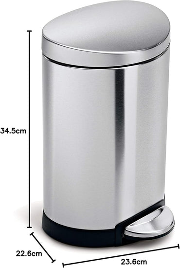 Simplehuman Semi-Round Pedal Bin 6L Brushed Steel