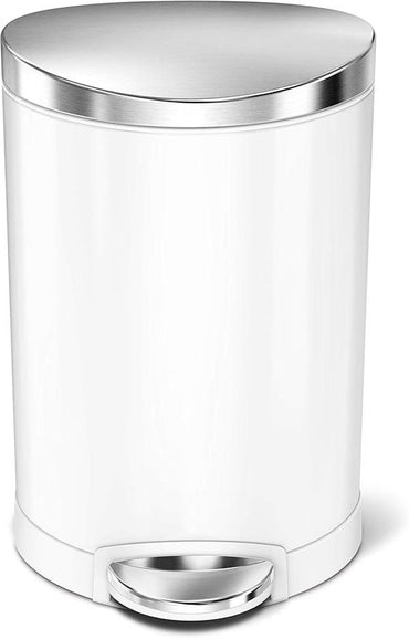 Simplehuman Semi-Round Pedal Bin 6L White/Brushed Steel