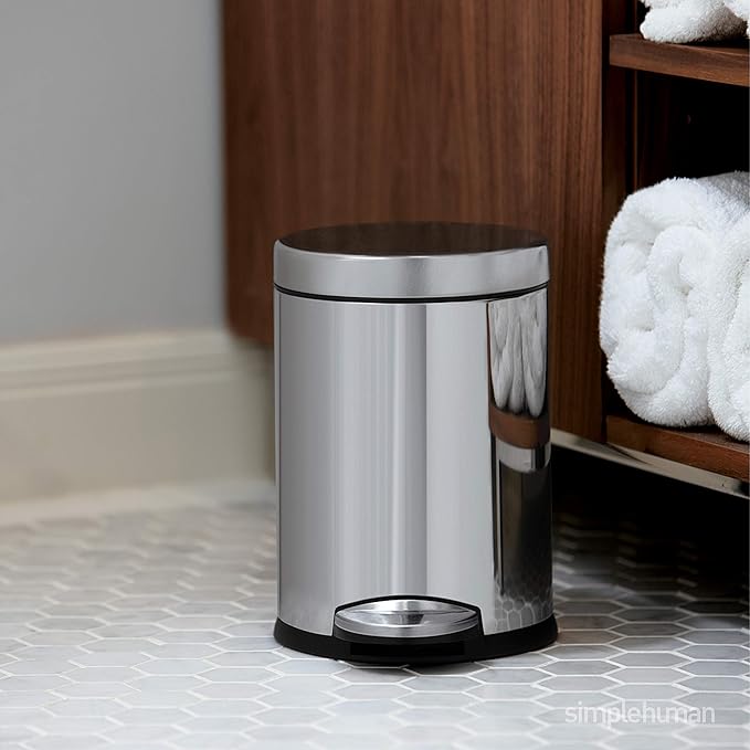 Simplehuman Round Pedal Bin 4.5L Brushed Steel