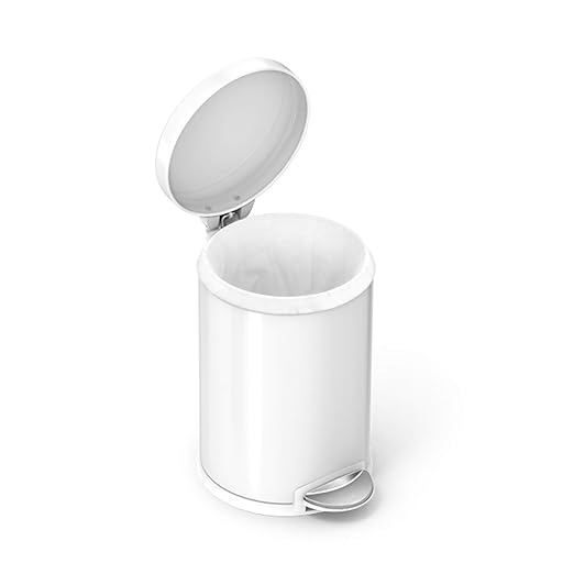Simplehuman Round Pedal Bin 4.5L White Steel