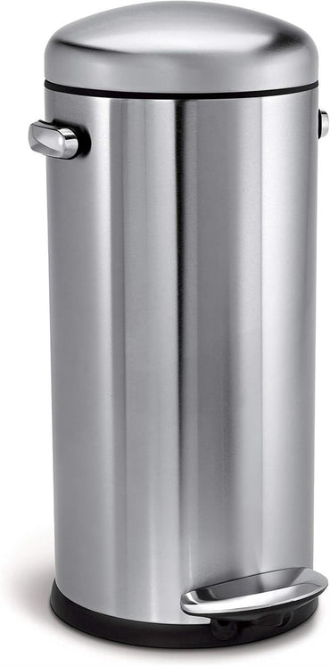 Simplehuman Round Retro Pedal Bin 30L Brushed Steel