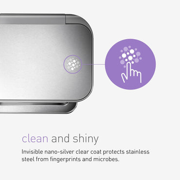 Simplehuman Rectangular Pedal Bin 45L Brushed Steel Liner Pocket