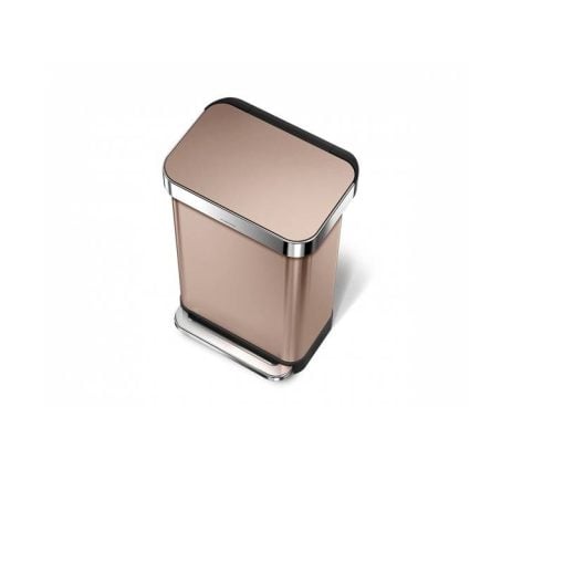 Simplehuman Rectangular Pedal Bin 55L Rose Gold Liner Pocket