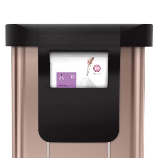 Simplehuman Rectangular Pedal Bin 45L Rose Gold Liner Pocket
