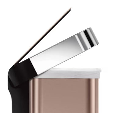 Simplehuman Rectangular Pedal Bin 45L Rose Gold Liner Pocket