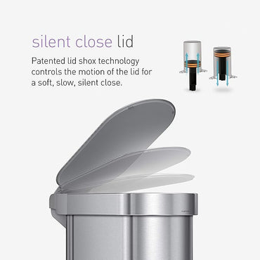 Simplehuman Slim Pedal Bin 45L Brushed Steel