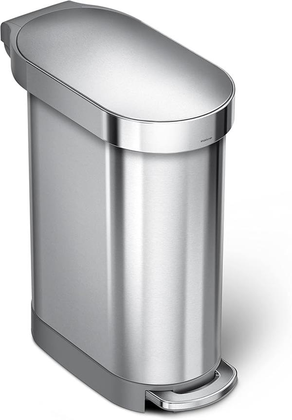 Simplehuman Slim Pedal Bin 45L Brushed Steel