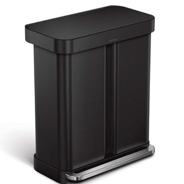Simplehuman Dual Recycler Pedal Bin 58L Black Steel