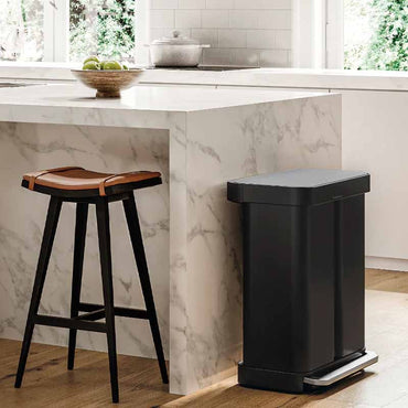 Simplehuman Rectangular Recycler Pedal Bin 58L Matte Black
