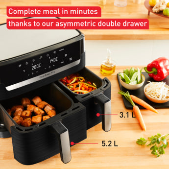 Tefal Dual Easy Fry Air Fryer 8.3L 2700W Black SS