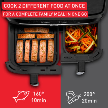 Tefal Dual Easy Fry Air Fryer 11L 2700W Black Premium