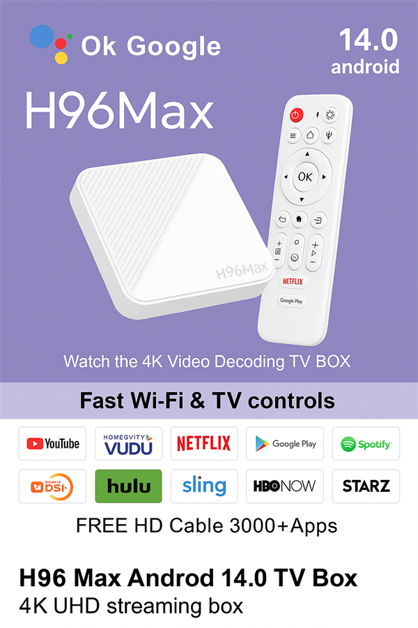 Google Tv Box Android 14.0 4K UHD 2GB RAM