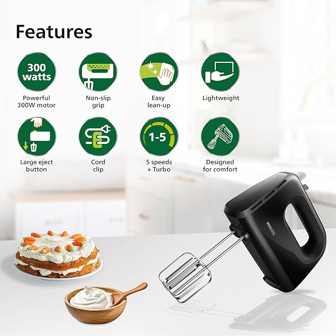 Philips Hand Mixer 300W 5 Speed + Turbo