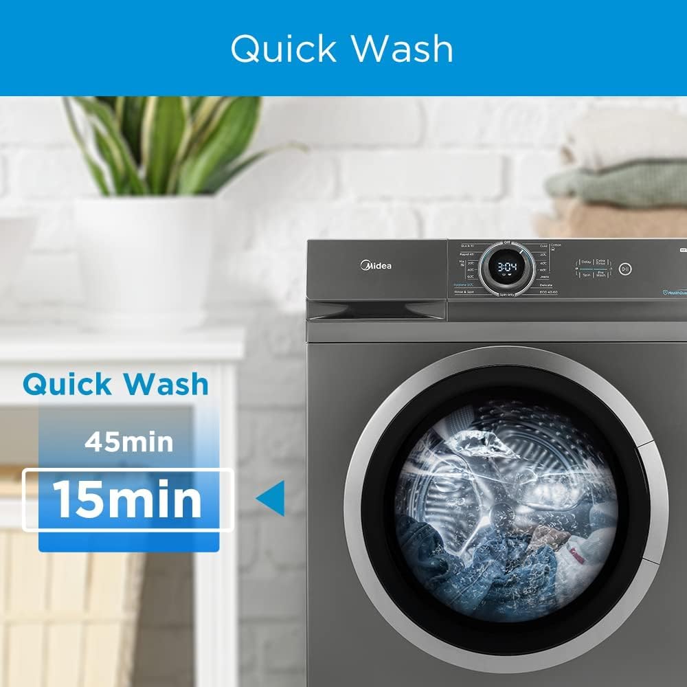 Midea Front Load Washer 8KG 1400RPM BLDC Inverter Titanium