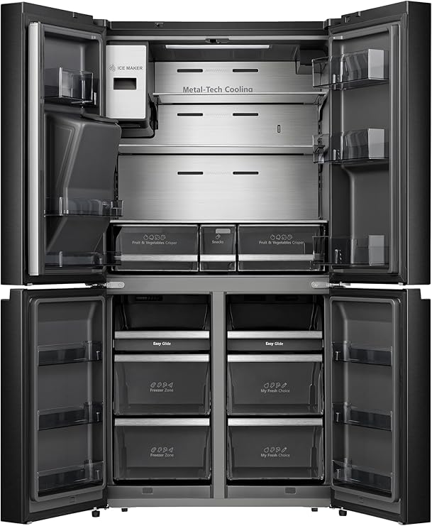 Hisense 26CFT Four Door Refrigerator Smart WiFi Ice Water Black Steel