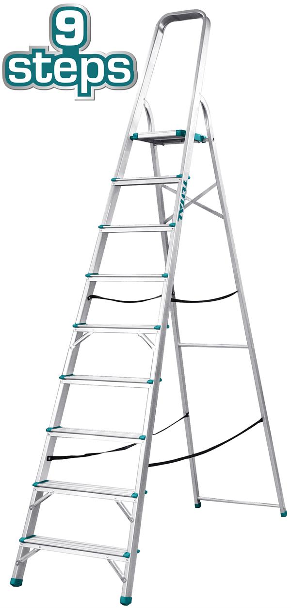 Total Aluminum Household Ladder 9 Steps 150KG