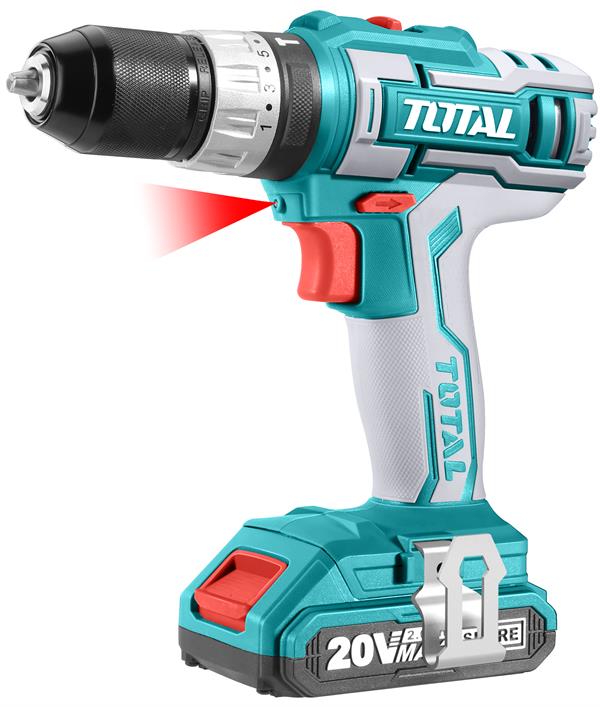 Total Cordless Impact Drill 20V 2.0Ah 2-Battery 50PC Set