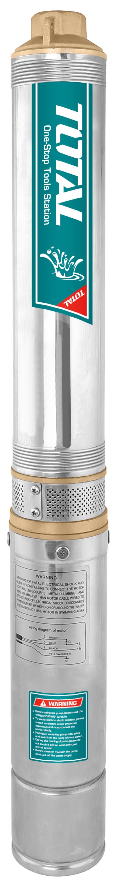 Total Deep Well Pump 550W 0.75HP Stainless Steel
