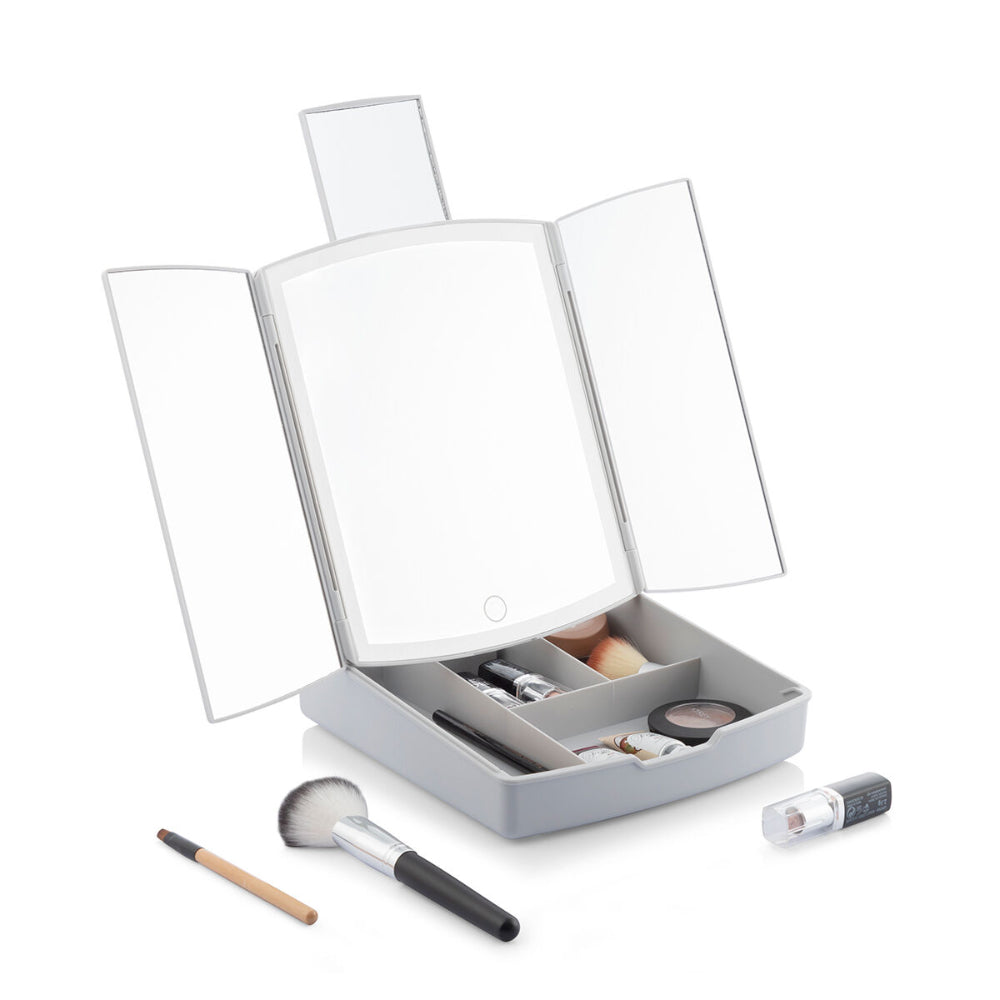 InnovaGoods 3-in-1 Folding LED Mirror 7x Magnifier Organiser