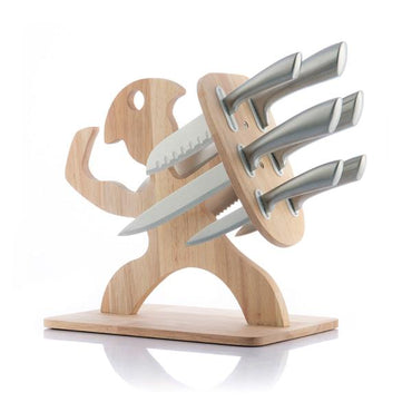 InnovaGoods 7PC Knife Set with Spartan Wooden Base